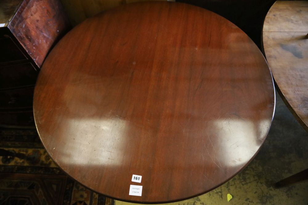 A mahogany snap-top tea table, diameter 106cm height 75cm